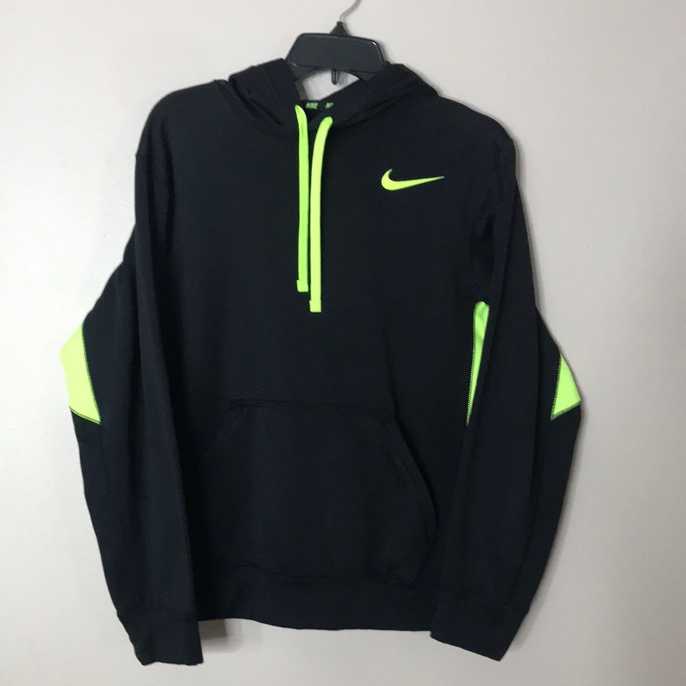 Black and Lime Green Therma-fit Nike Sweatshirt small